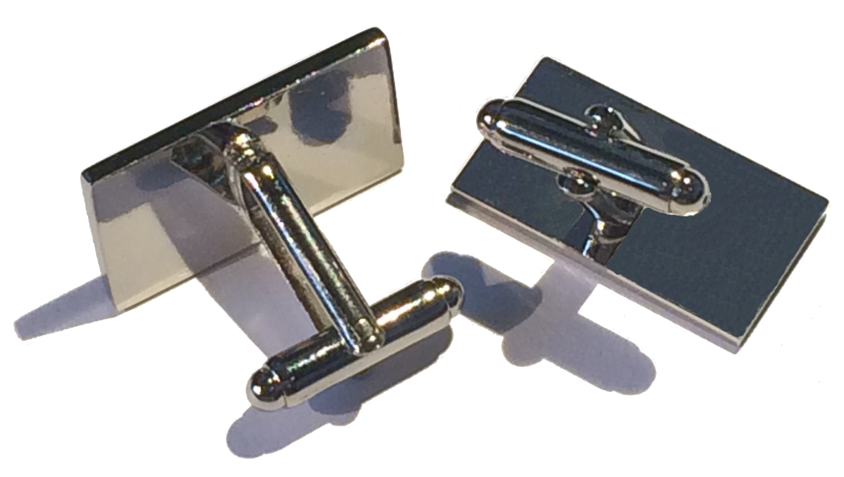 Boxed Set Rectangle Silver Cufflinks