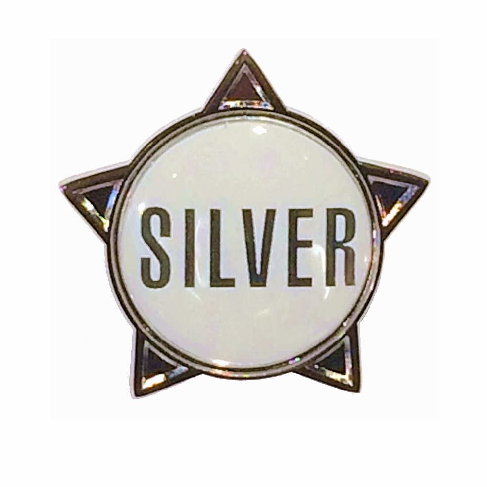 SILVER (text) star badge